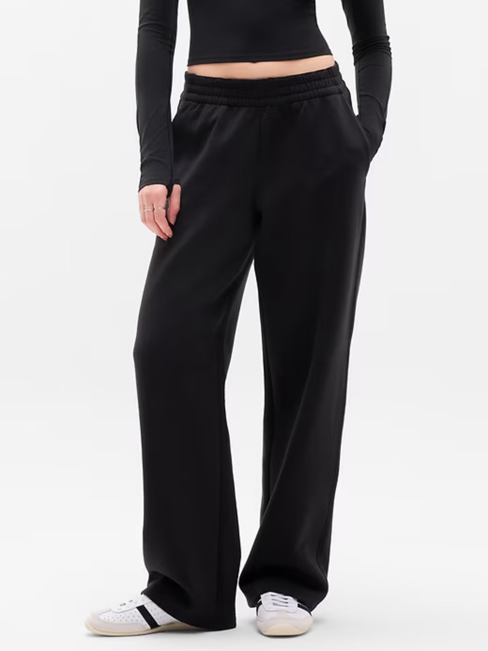 Athleta Form Knit Mid Rise Straight Pants Black